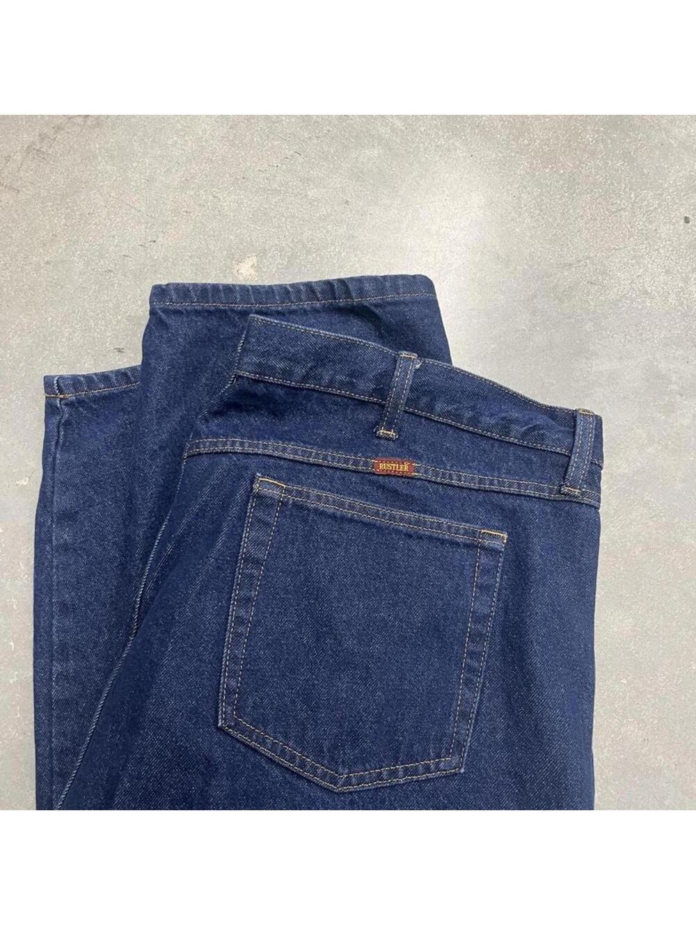 Rustler Men’s Jeans 40x30 Dark Wash Denim Relaxed Fit Straight Leg Blue Jeans